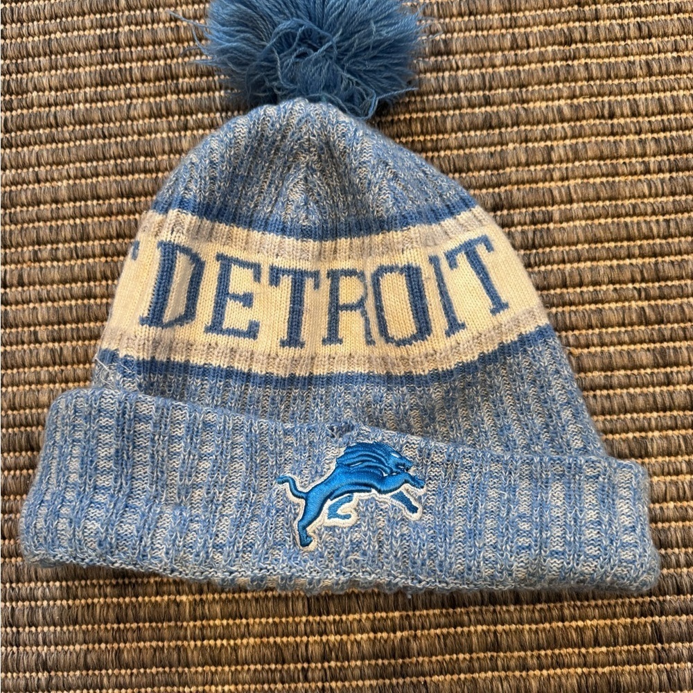 New Era Detroit Lions Blue and Gray Knit Beanie